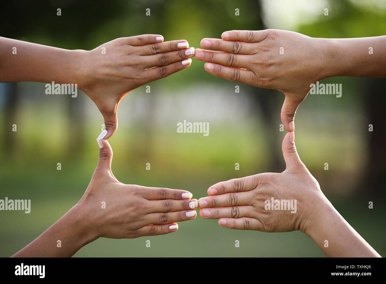 Person hand making finger frame Stock Photo