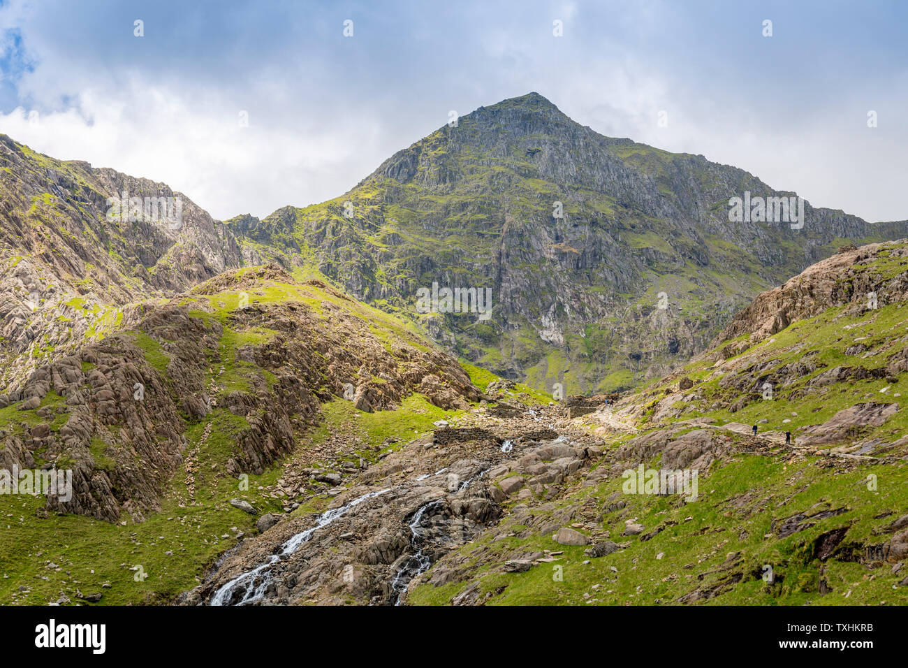 The east face of Snowdon (3,560ft) as viewed from the Miners Track, Snowdonia National Park, Gwynedd, Wales, UK Stock Photo