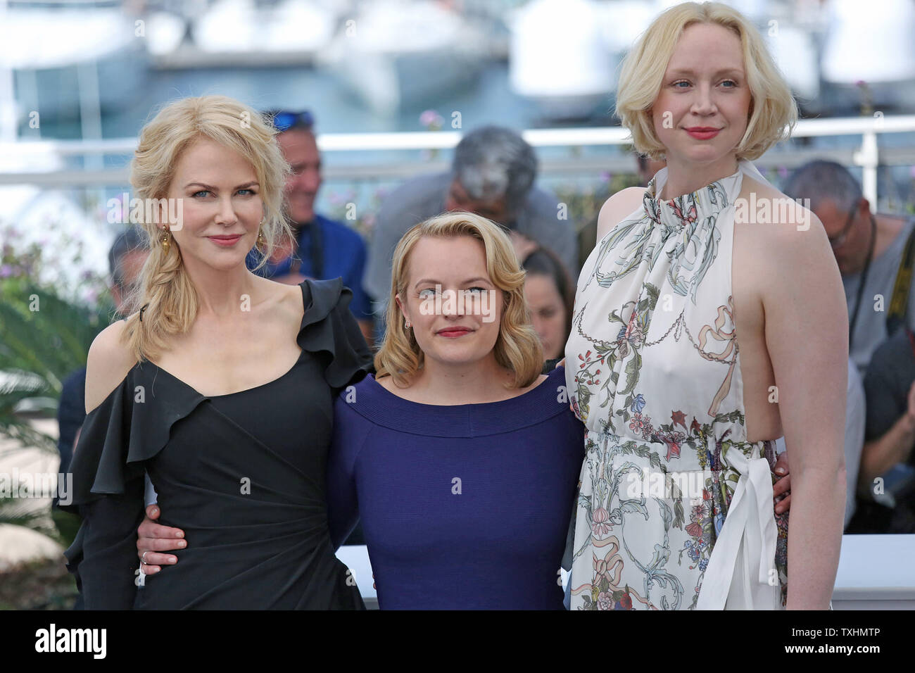 Nicole Kidman L Elisabeth Moss C And Gwendoline Christie Arrive At A Photocall For The Film Top Of The Lake China Girl During The 70th Annual Cannes International Film Festival In Cannes