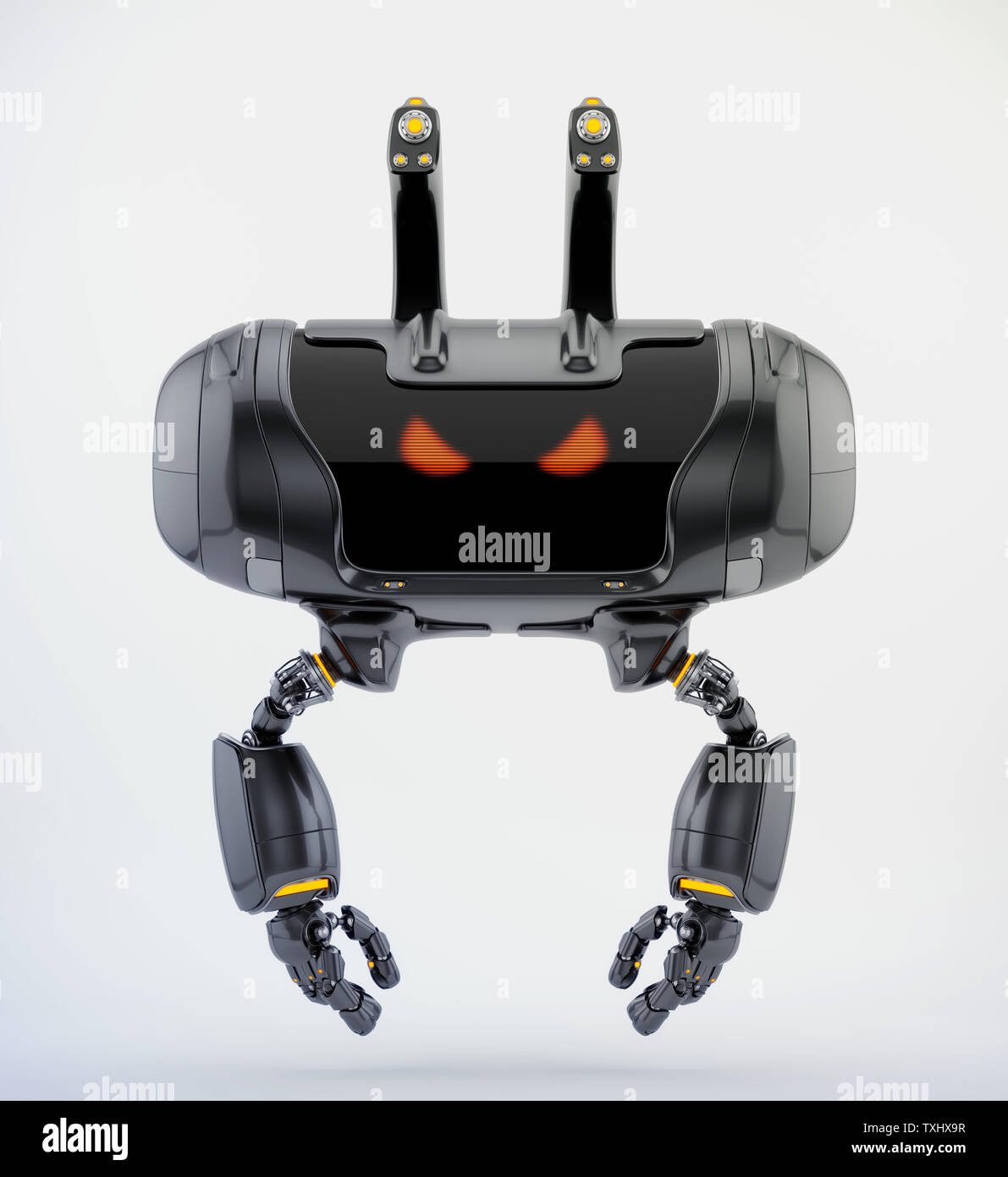 Aerial cute robotic character, 3d rendering Stock Photo - Alamy