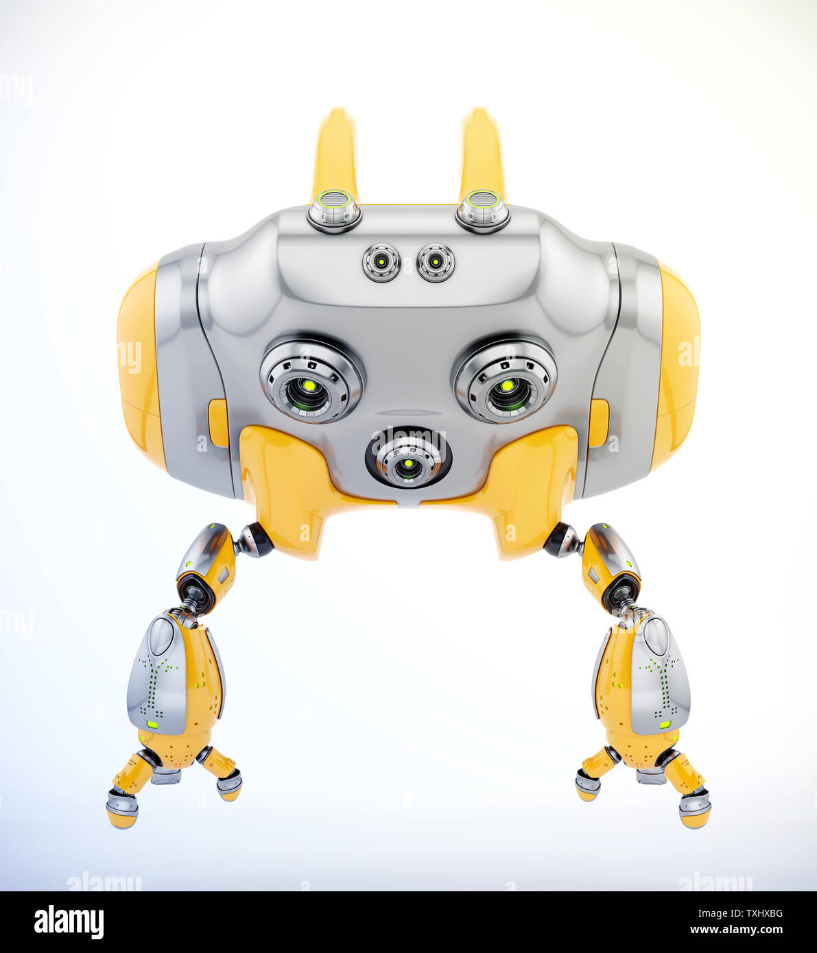 Aerial cute robotic character, 3d rendering Stock Photo - Alamy