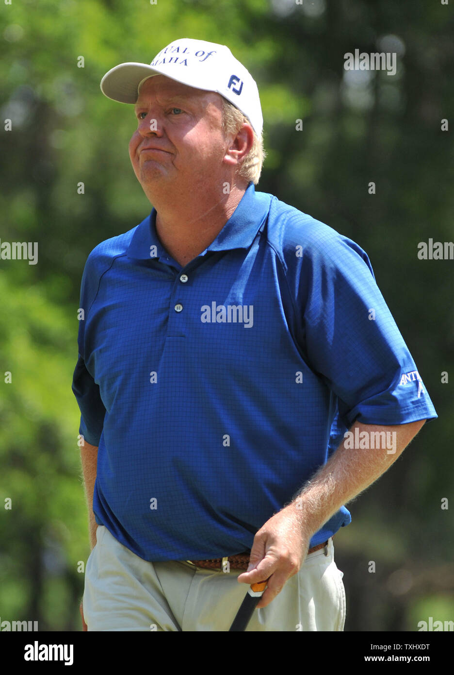 Billy Mayfield walks off of the 3rd green during the fourth round of the Quail Hollow Tournament in Charlotte, North Carolina on May 2, 2010.   UPI/Kevin Dietsch Stock Photo