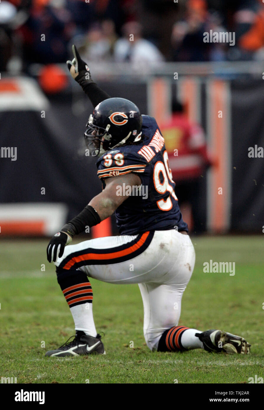 Tank Johnson Chicago Bears defensive tackle Tank Johnson (99) celebrates his sack of ...