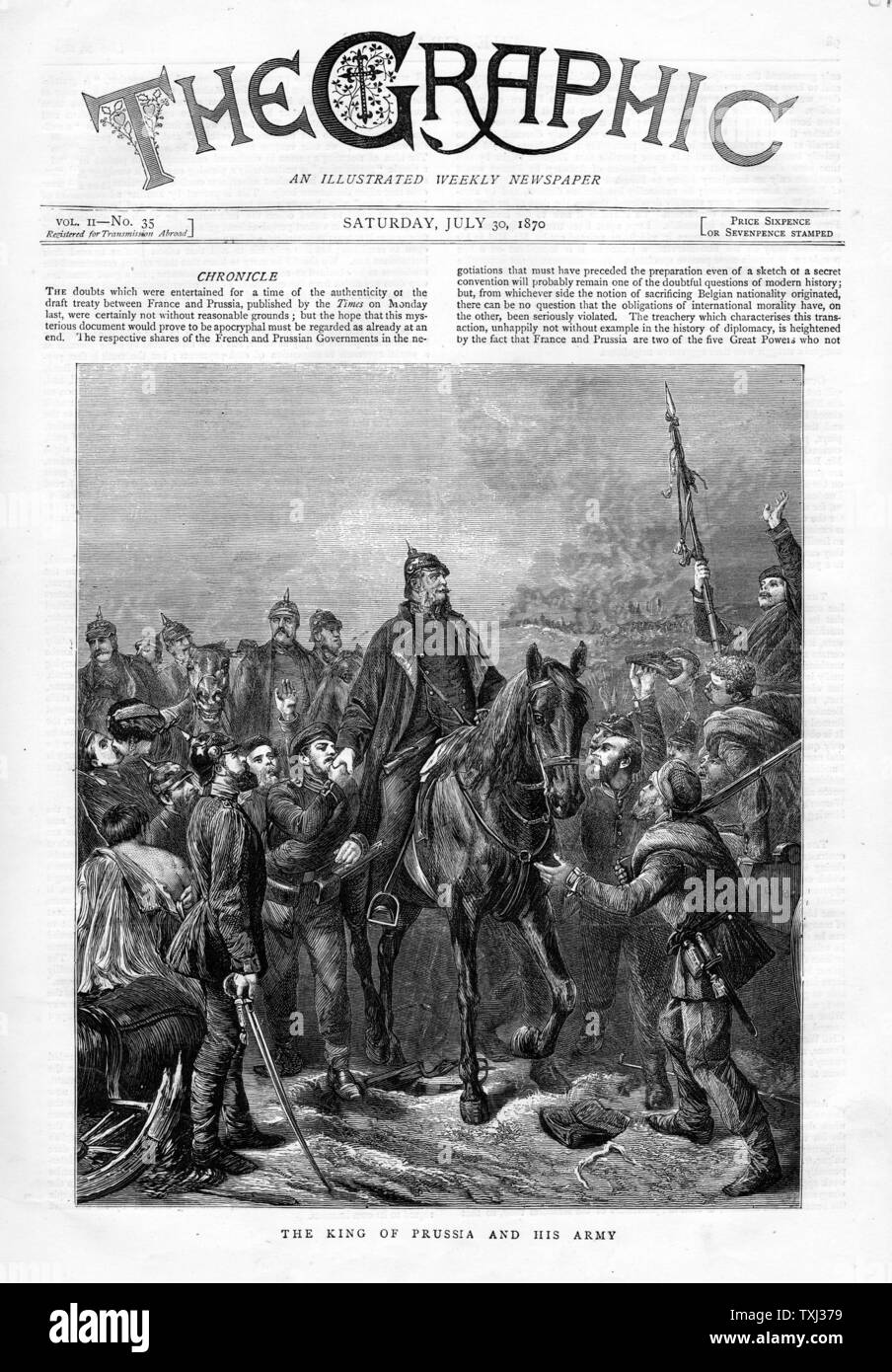 1870 The Graphic front page Franco-Prussian War Keizer Vilhelm and his army Stock Photo