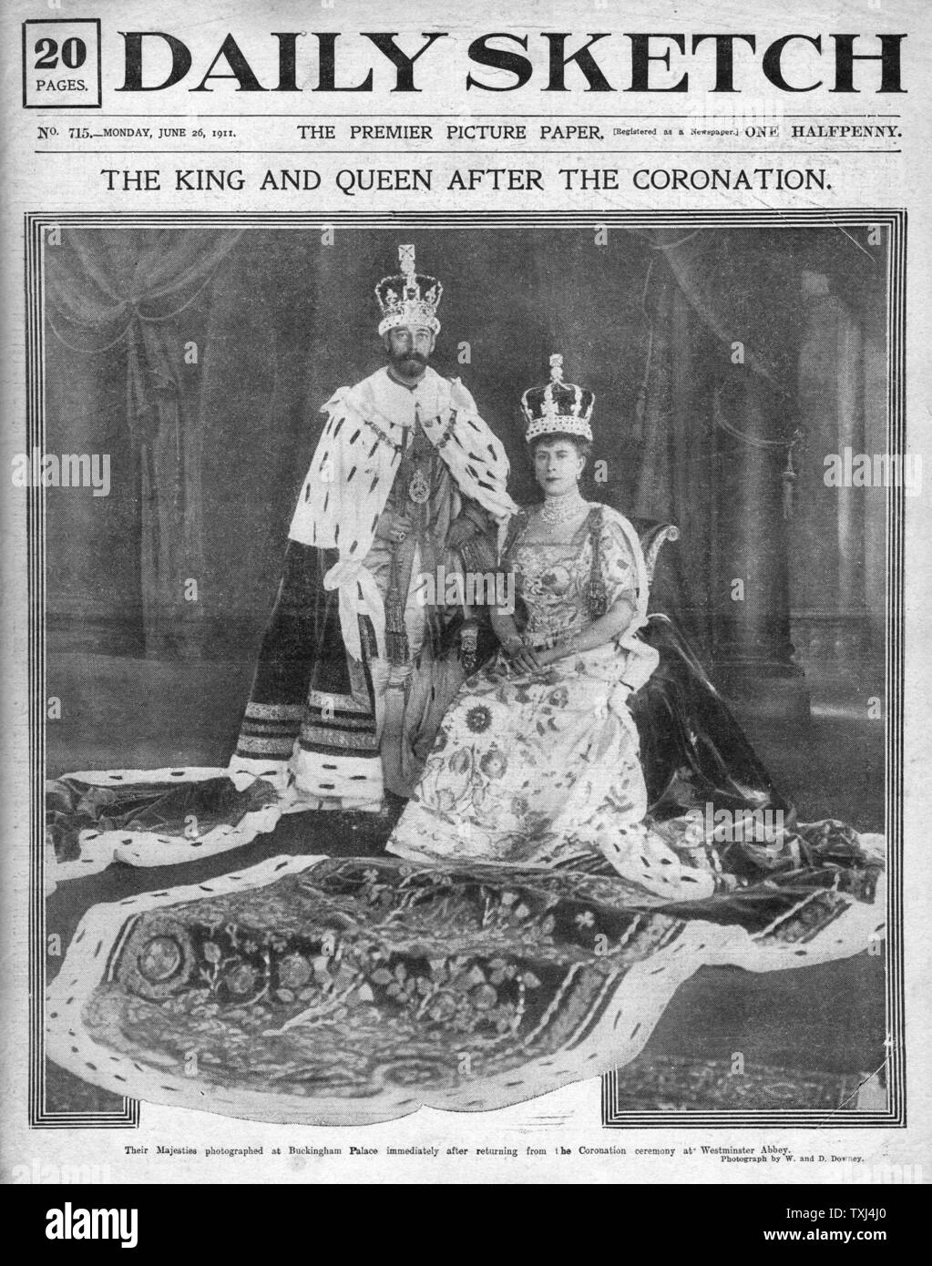 1911 Daily Sketch front page Coronation of King George V & Queen Mary Stock Photo
