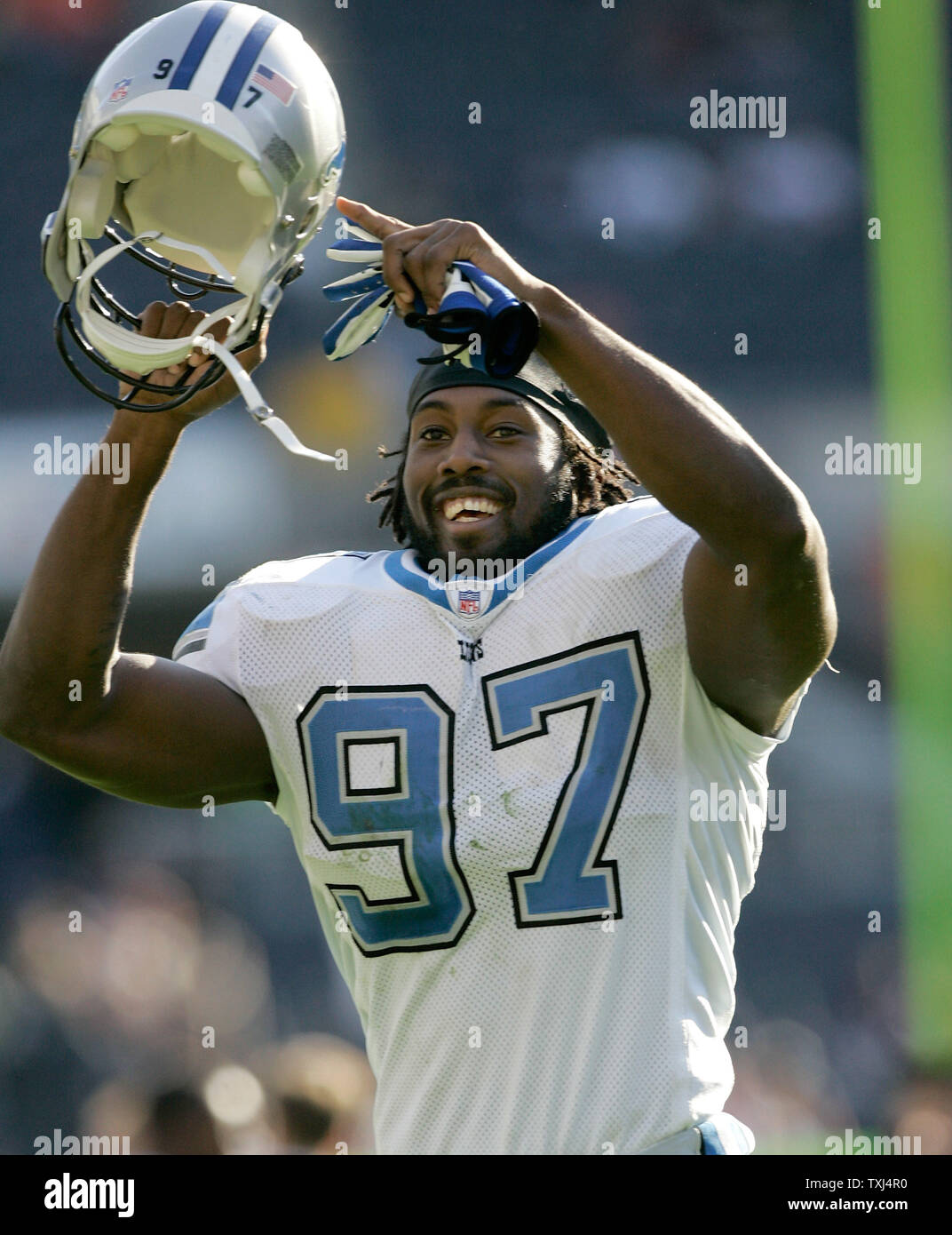 Detroit Lions' Boss Bailey celebrates the Lions' 16-7 win over the Chicago  Bears during at Soldier Field in Chicago on October 28, 2007. (UPI  Photo/Brian Kersey Stock Photo - Alamy