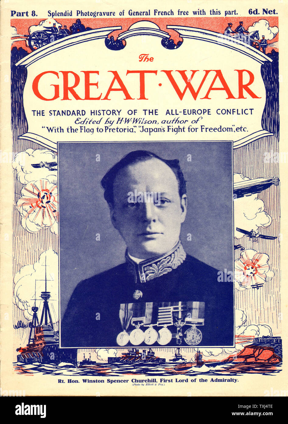 1914 - 1918 The Great War magazine Part 8 front page Winston Churchill Stock Photo