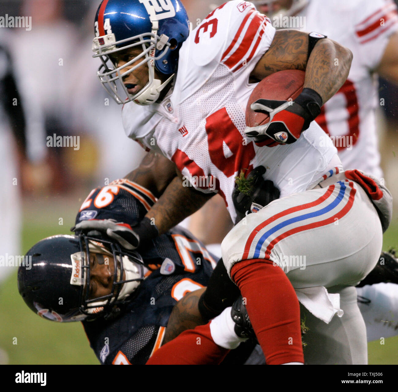 August 16, 2019, New York Giants defensive back Corey Ballentine (25)  returns the kick off during the NFL preseason game between the Chicago  Bears and the New York Giants at MetLife Stadium