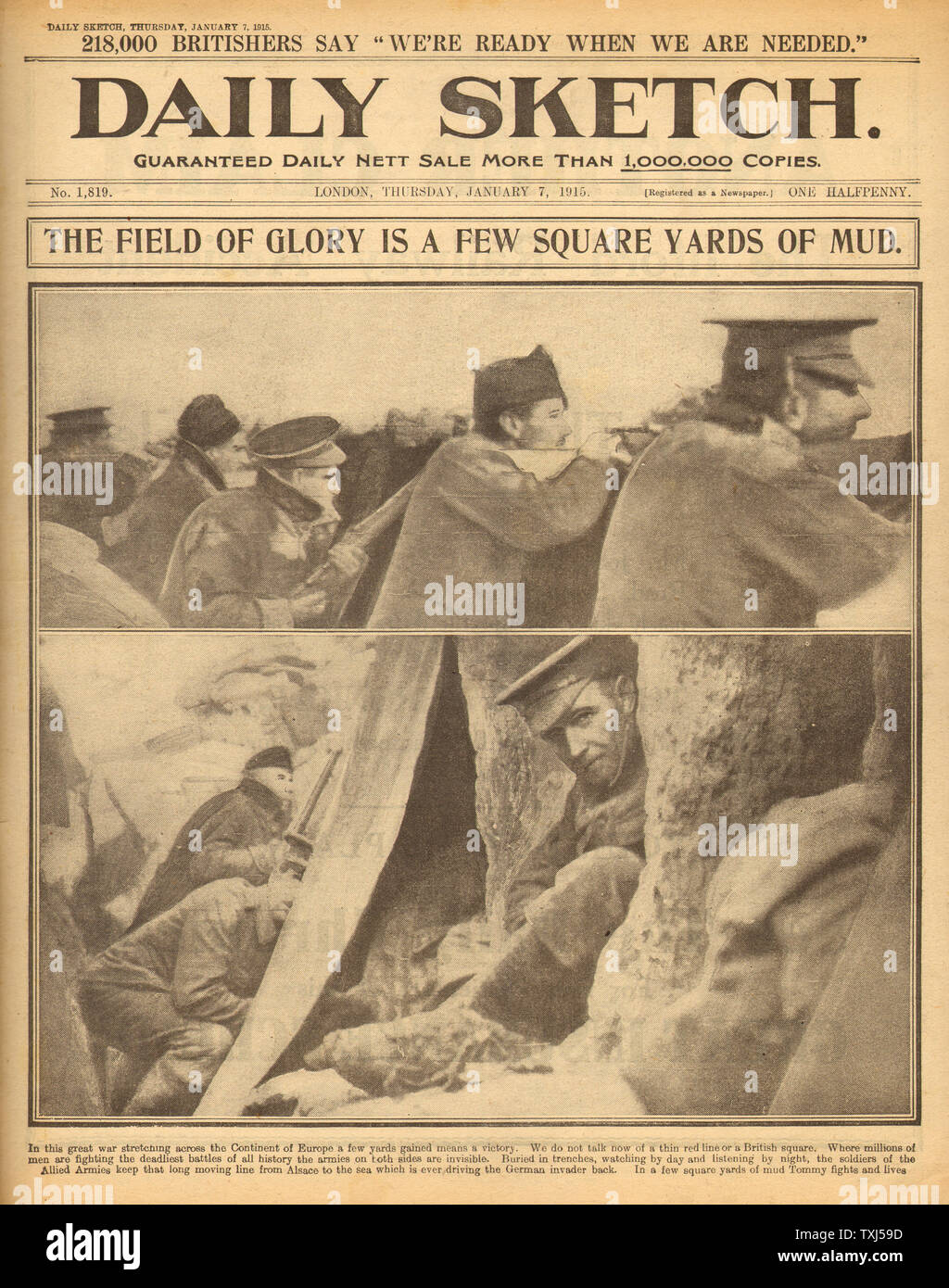 1915 Daily Sketch front page Trench warfare Stock Photo
