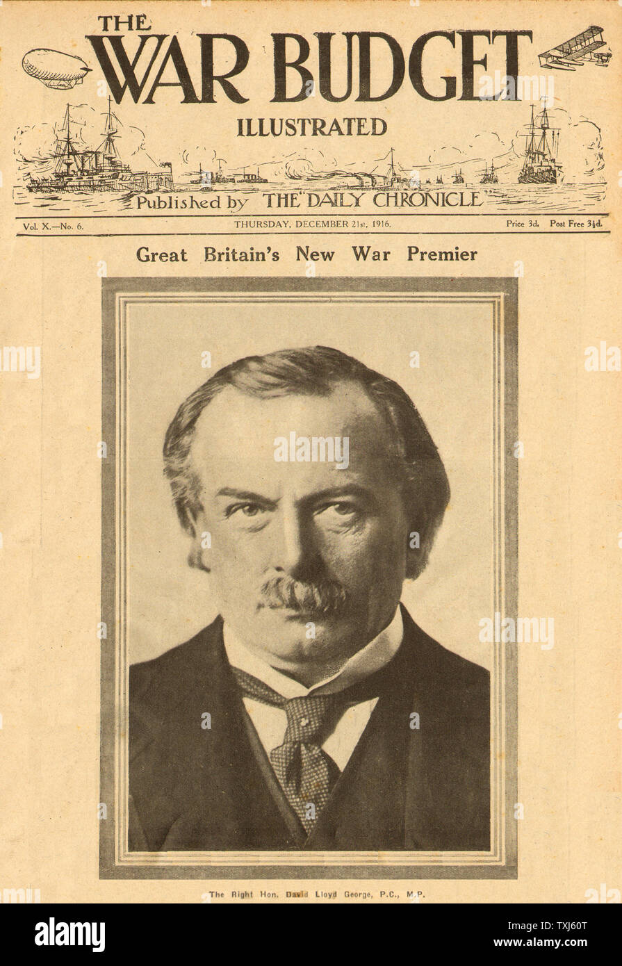 1916 The War Budget front page David Lloyd George Stock Photo