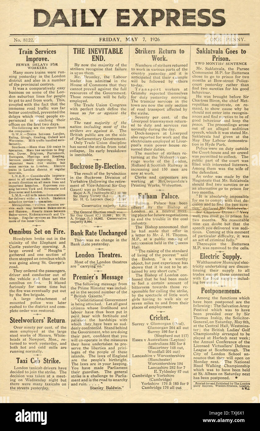 Front page of the daily express hires stock photography and images Alamy