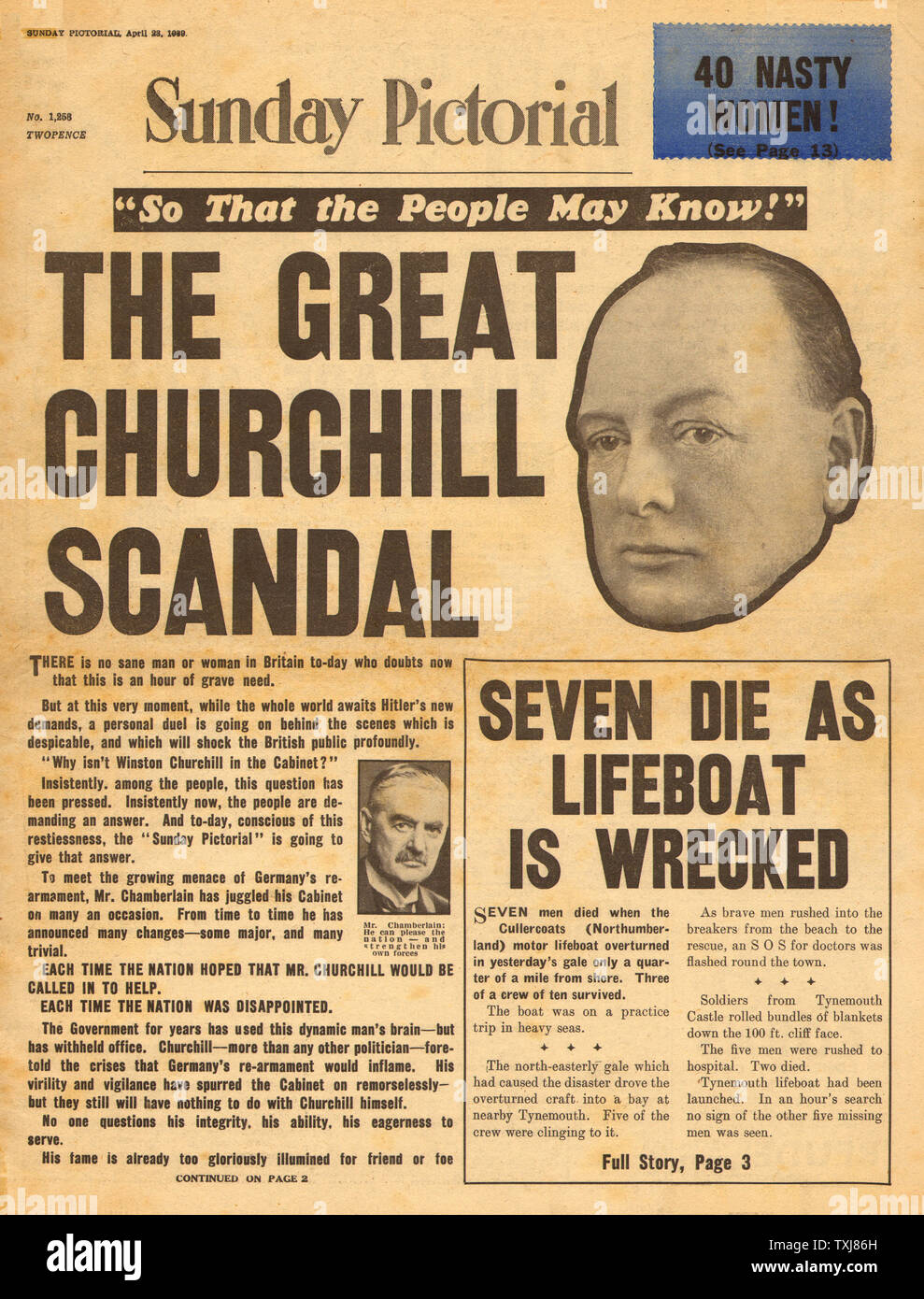 1939 Sunday Pictorial Winston Churchill Stock Photo