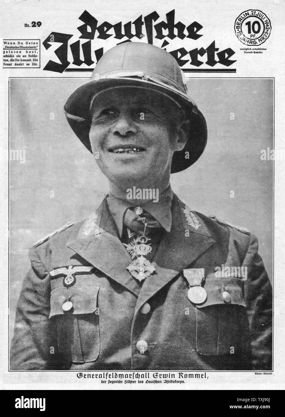1942 Deutscher Illustrierte Field Marshall Erwin Rommel North Africa Stock Photo
