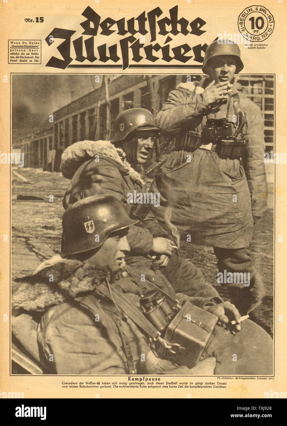 1943 Deutscher Illustrierte Waffen SS in Russia Stock Photo