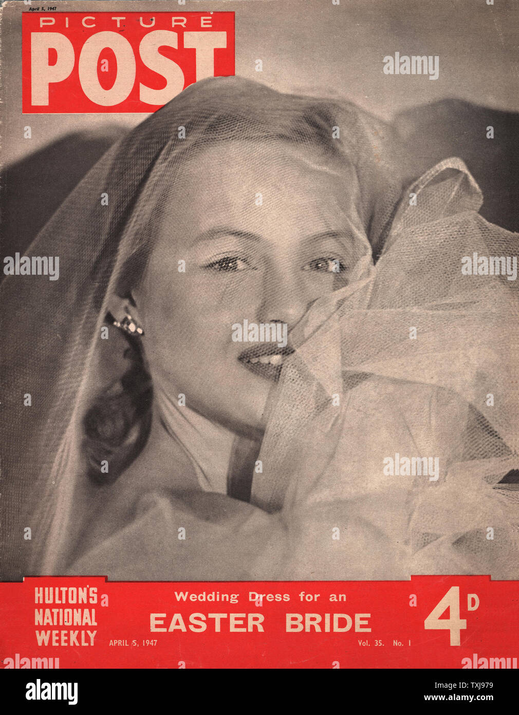 1947 Picture Post magazine front page showing lady in a wedding dress Stock Photo