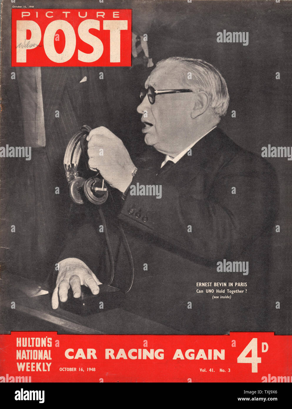 1948 Picture Post magazine front page Ernest Bevin in Paris Stock Photo