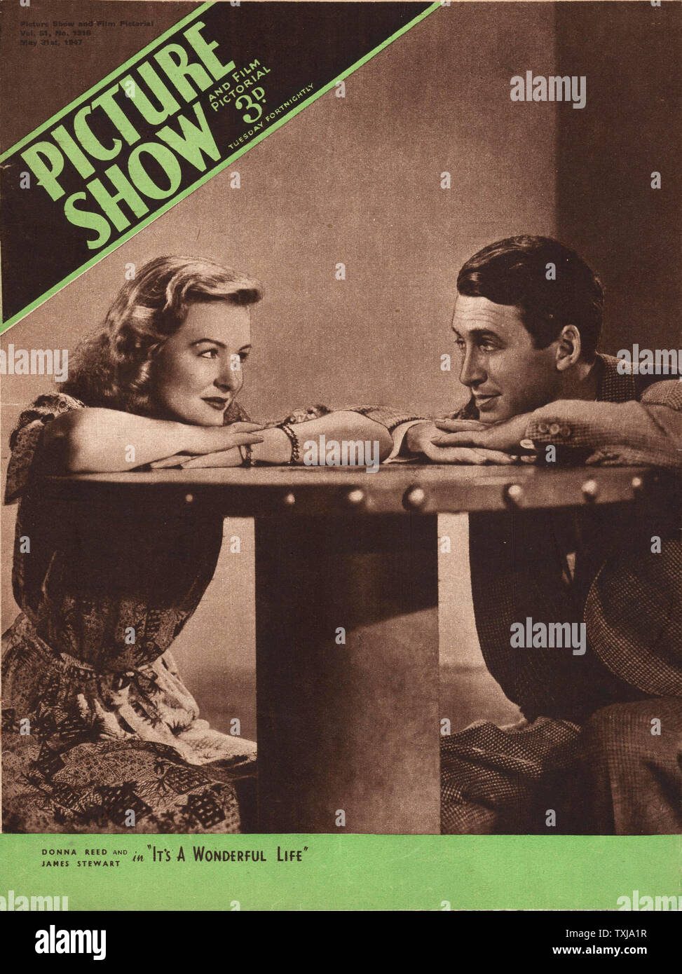 1947 Picture Show magazine front page Stewart Grainger and Donna Read in It's A Wonderful Life Stock Photo