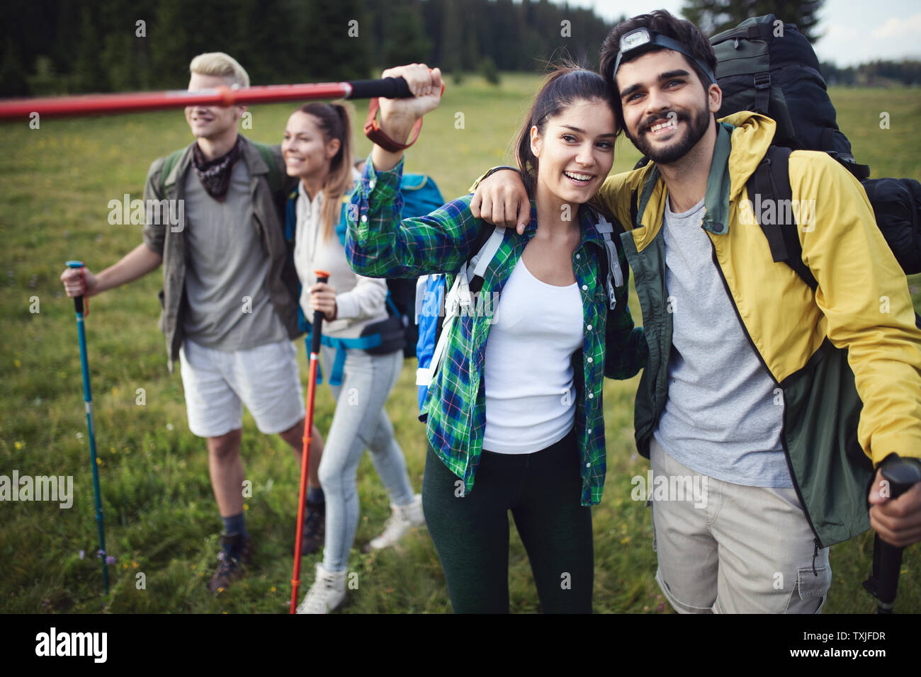 Hard, difficult, tiring and exhausting expedition of four friendson