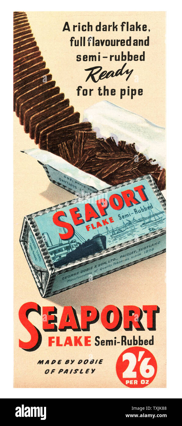 1947 UK Magazine Seaport Pipe Tobacco Advert Stock Photo Alamy