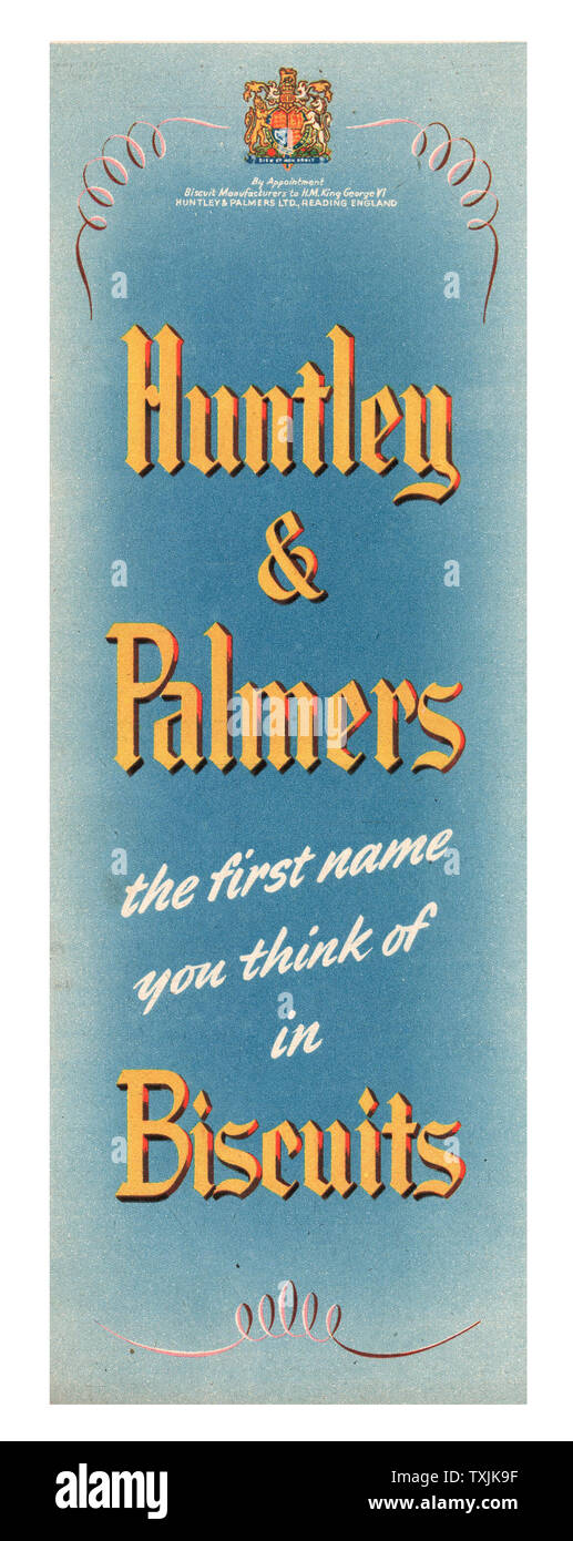 1947 UK Magazine Huntley & Palmers Biscuits Advert Stock Photo