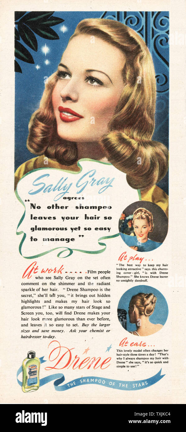 1947 UK Magazine Drene Shampoo Advert Stock Photo - Alamy