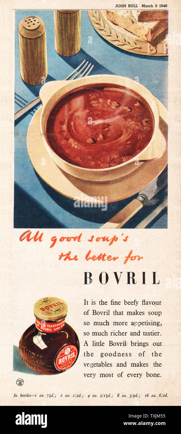1947 UK Magazine Bovril Advert Stock Photo
