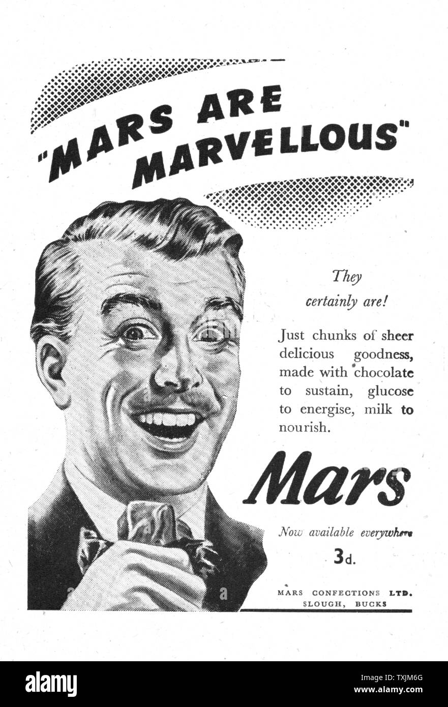 1946 UK Magazine Mars Bar Advert Stock Photo Alamy
