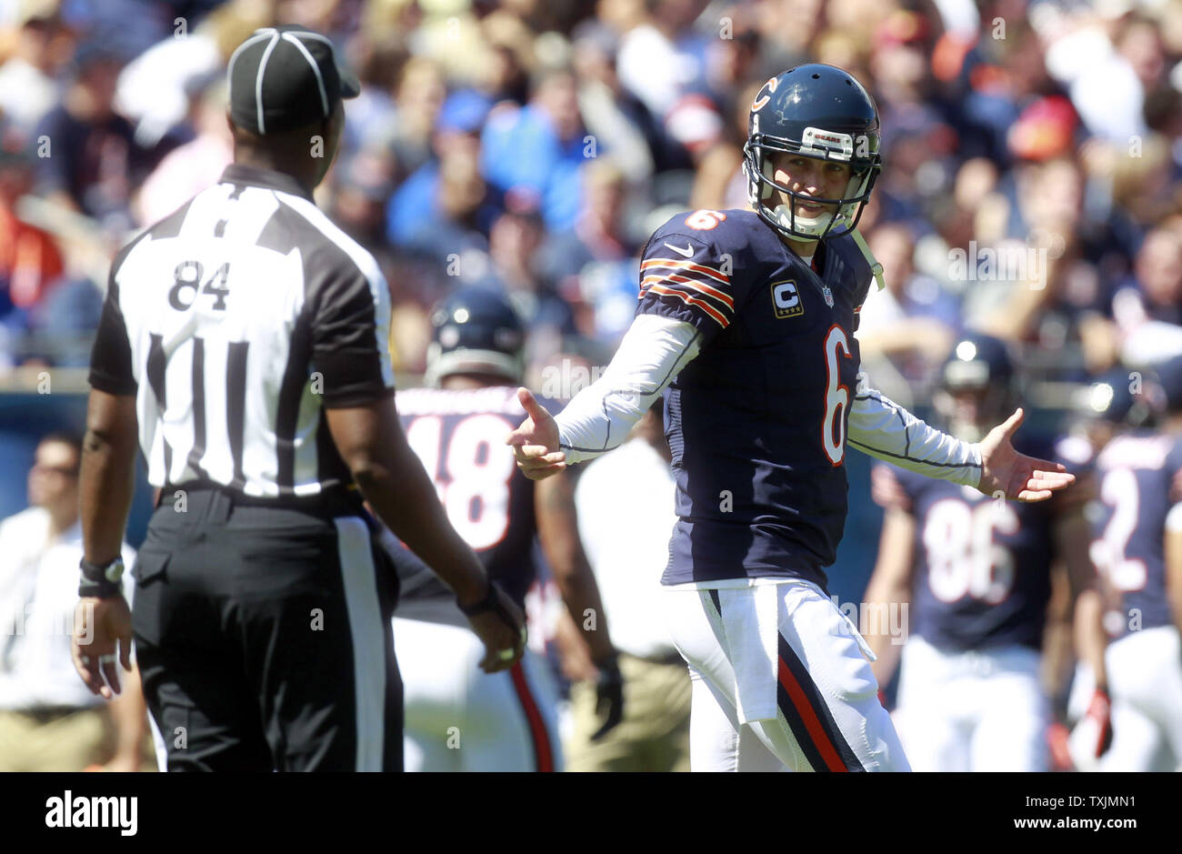 Chicago Bears quarterback Jay Cutler smiles during NFL football training  camp in Lake Forest, Ill., Wednesday, June 3, 2009. (AP Photo/Nam Y. Huh  Stock Photo - Alamy