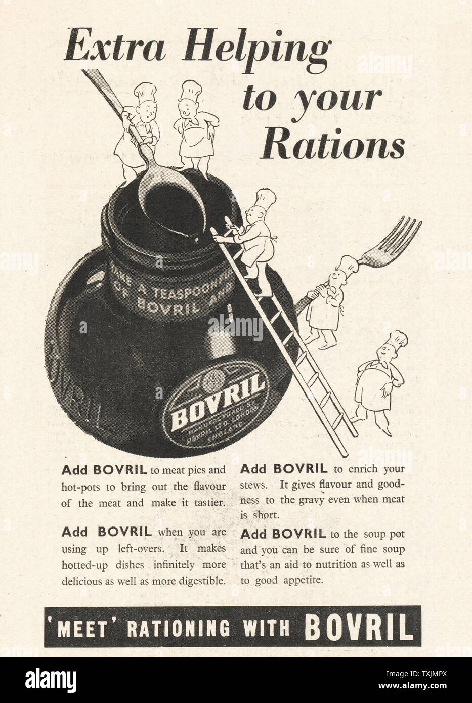 1940 UK Magazine Bovril Advert Stock Photo