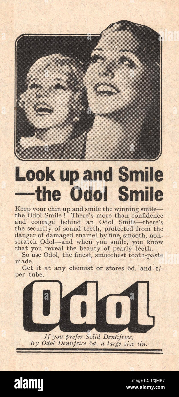 1940 UK Magazine Odol Toothpaste Advert Stock Photo Alamy
