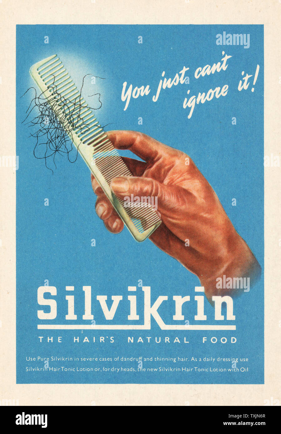 1940 UK Magazine Silvikrin Hair Tonic Advert Stock Photo