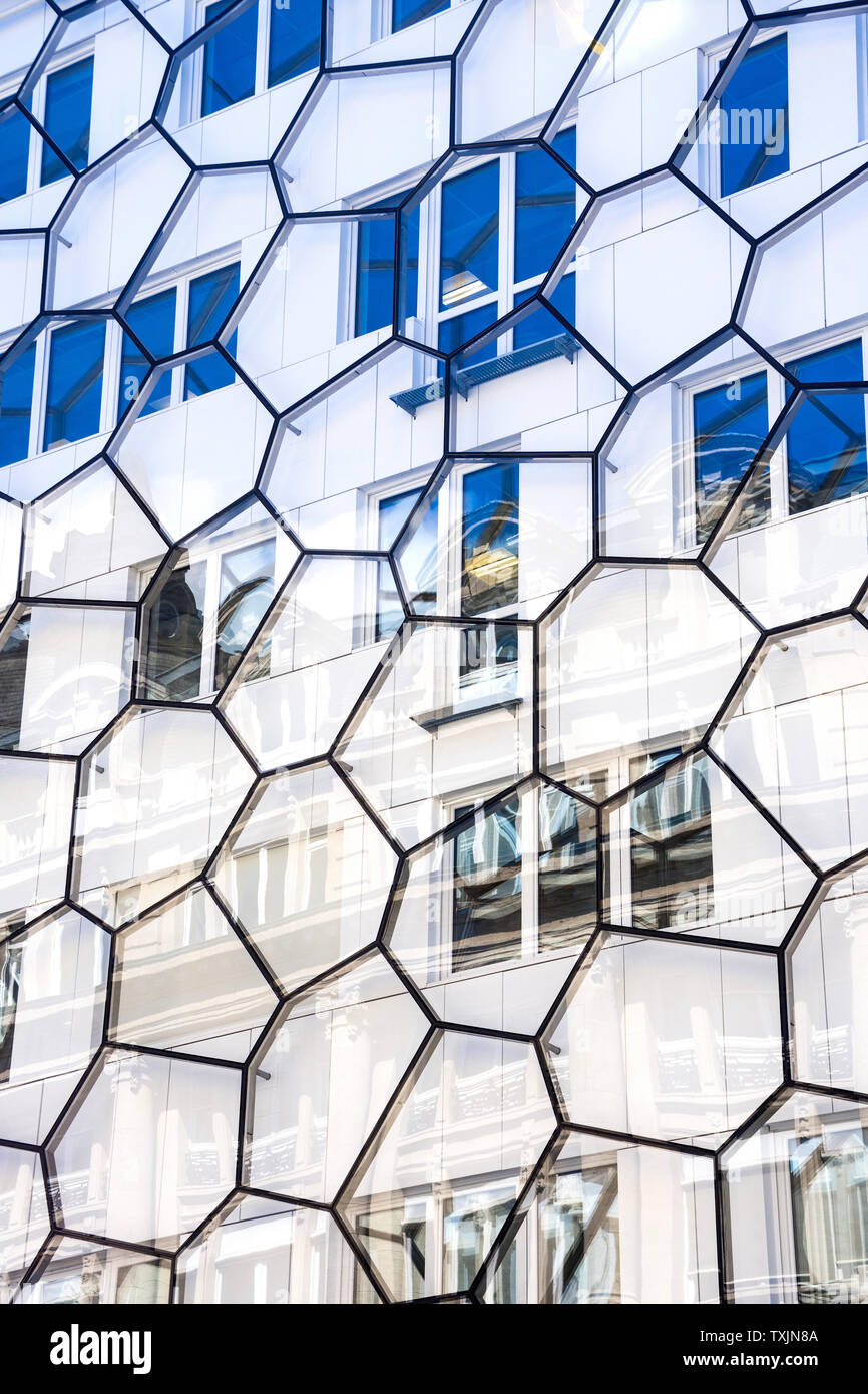 Modern glazed soundproofing to exterior of building - Brussels, Belgium. Stock Photo