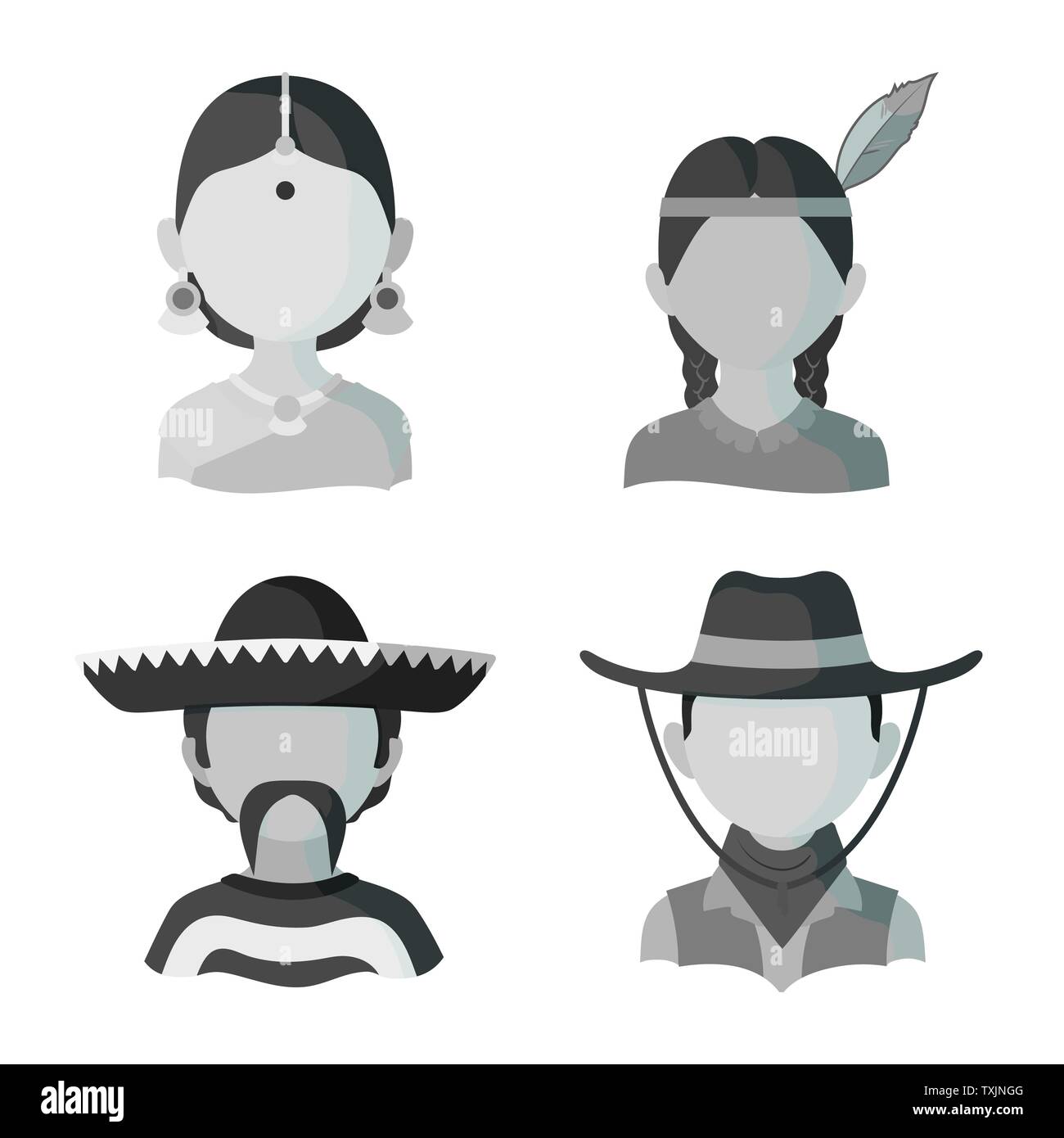 Vector illustration of person and culture symbol. Collection of person and race  stock symbol for web. Stock Vector