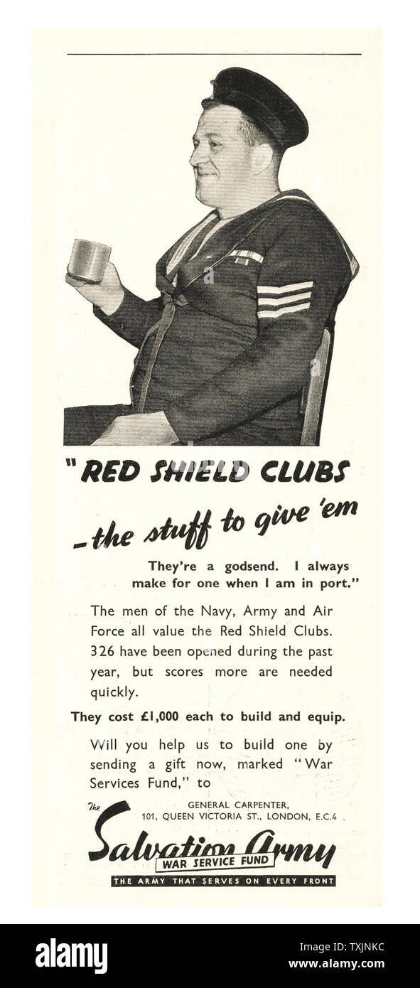 1940 UK Magazine Salvation Army Advert Stock Photo Alamy
