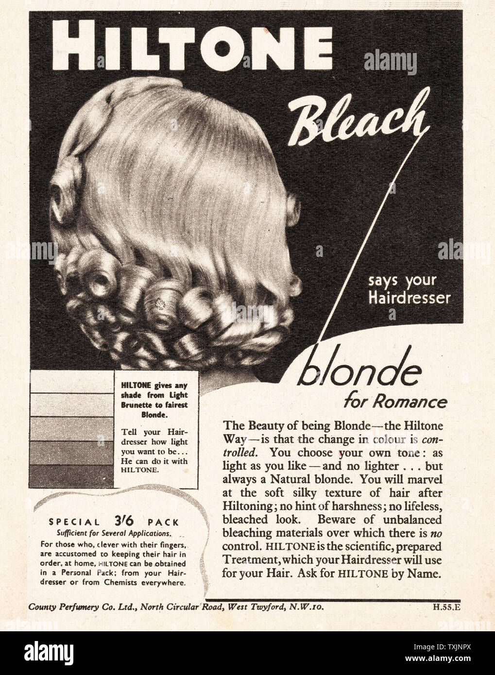 1940 Uk Magazine Hiltone Hair Bleach Advert Stock Photo 257338450