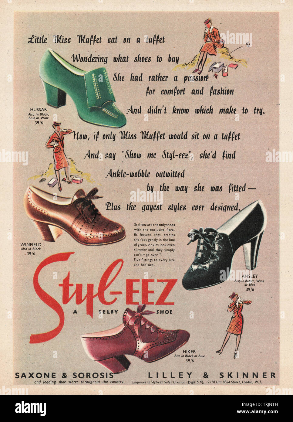 1941 UK Magazine Styl-eez Shoes Advert Stock Photo