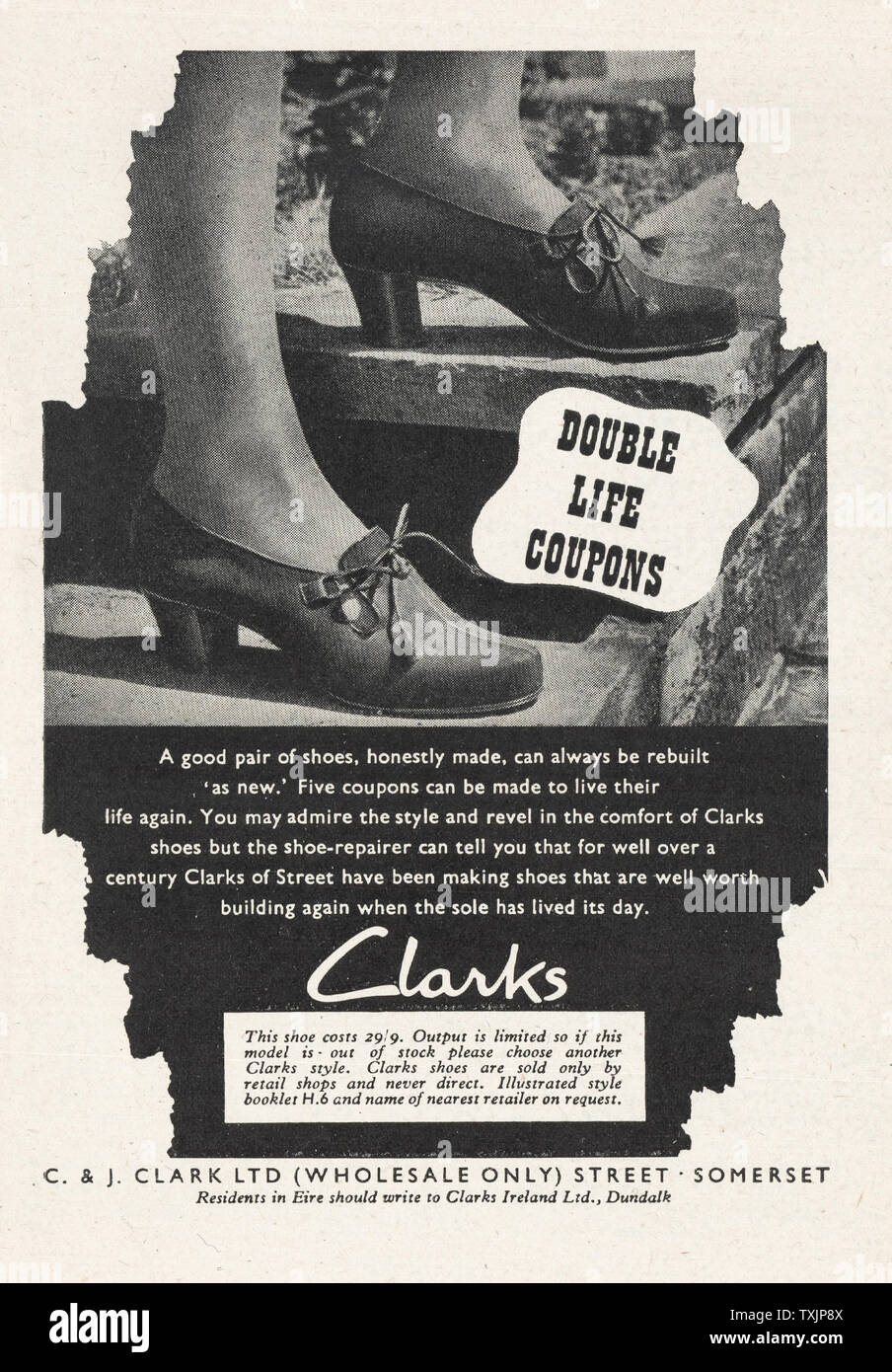 1941 UK Magazine Clarks Shoes Advert Stock Photo - Alamy