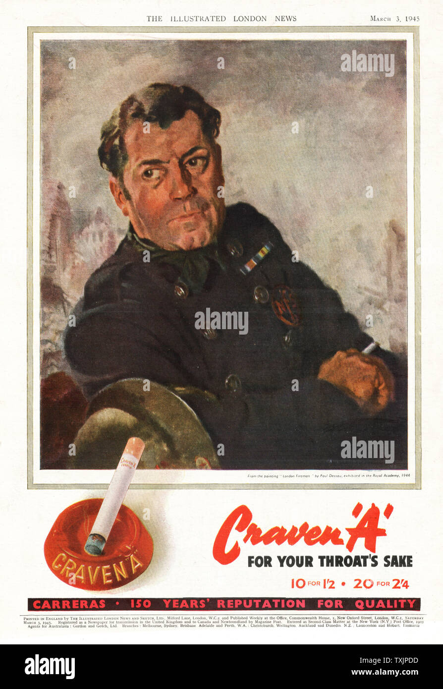 1945 UK Magazine Craven A Cigarette Advert Stock Photo - Alamy