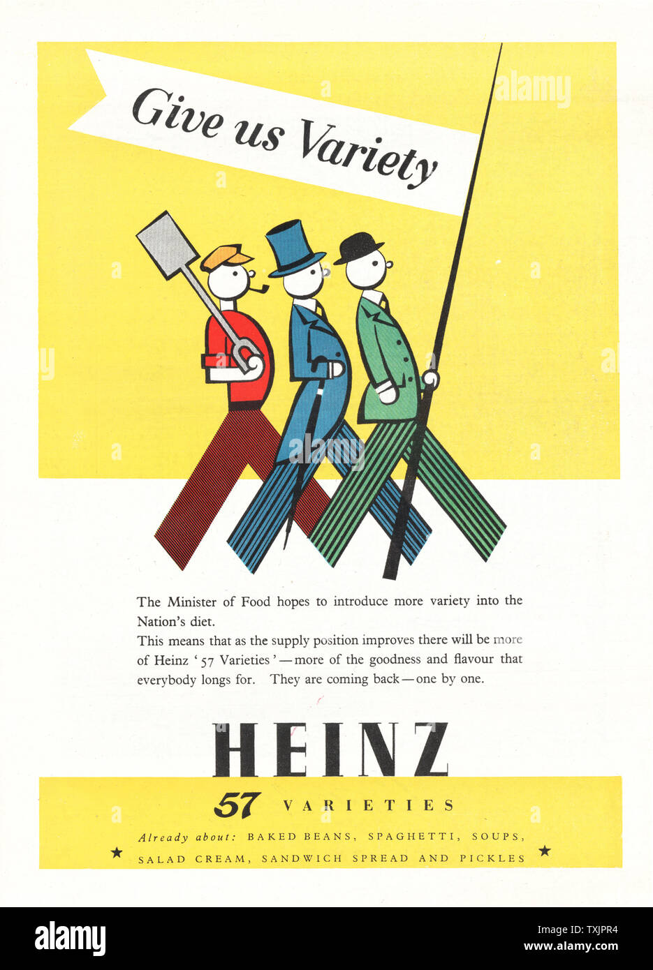 1947 UK  Magazine Heinz 57 Varieties Advert Stock Photo