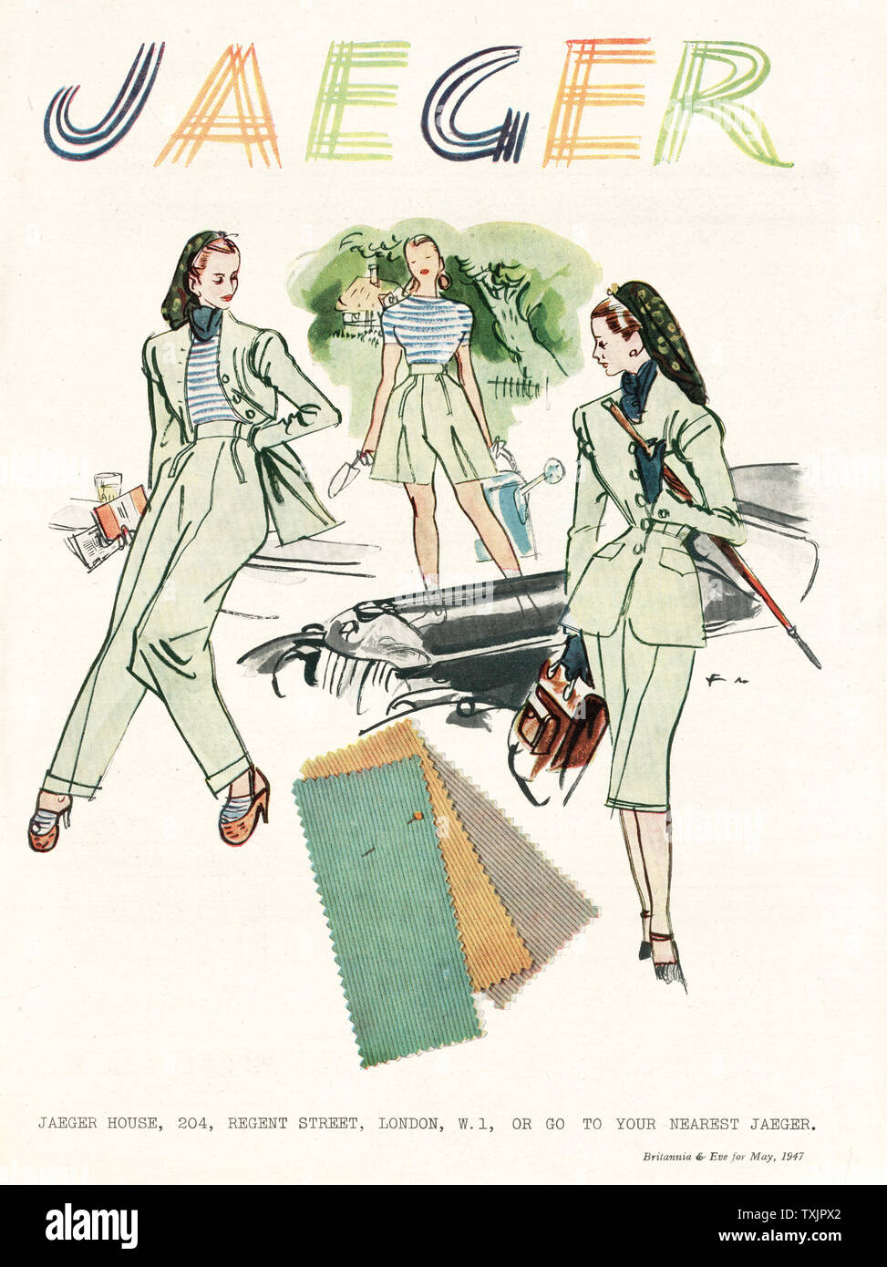 1947 UK Magazine Jaeger Clothing Advert Stock Photo Alamy