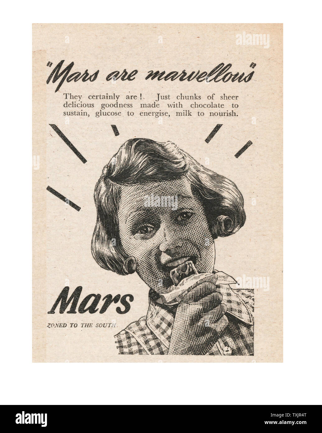 1946 UK Magazine Mars Bar Advert Stock Photo Alamy