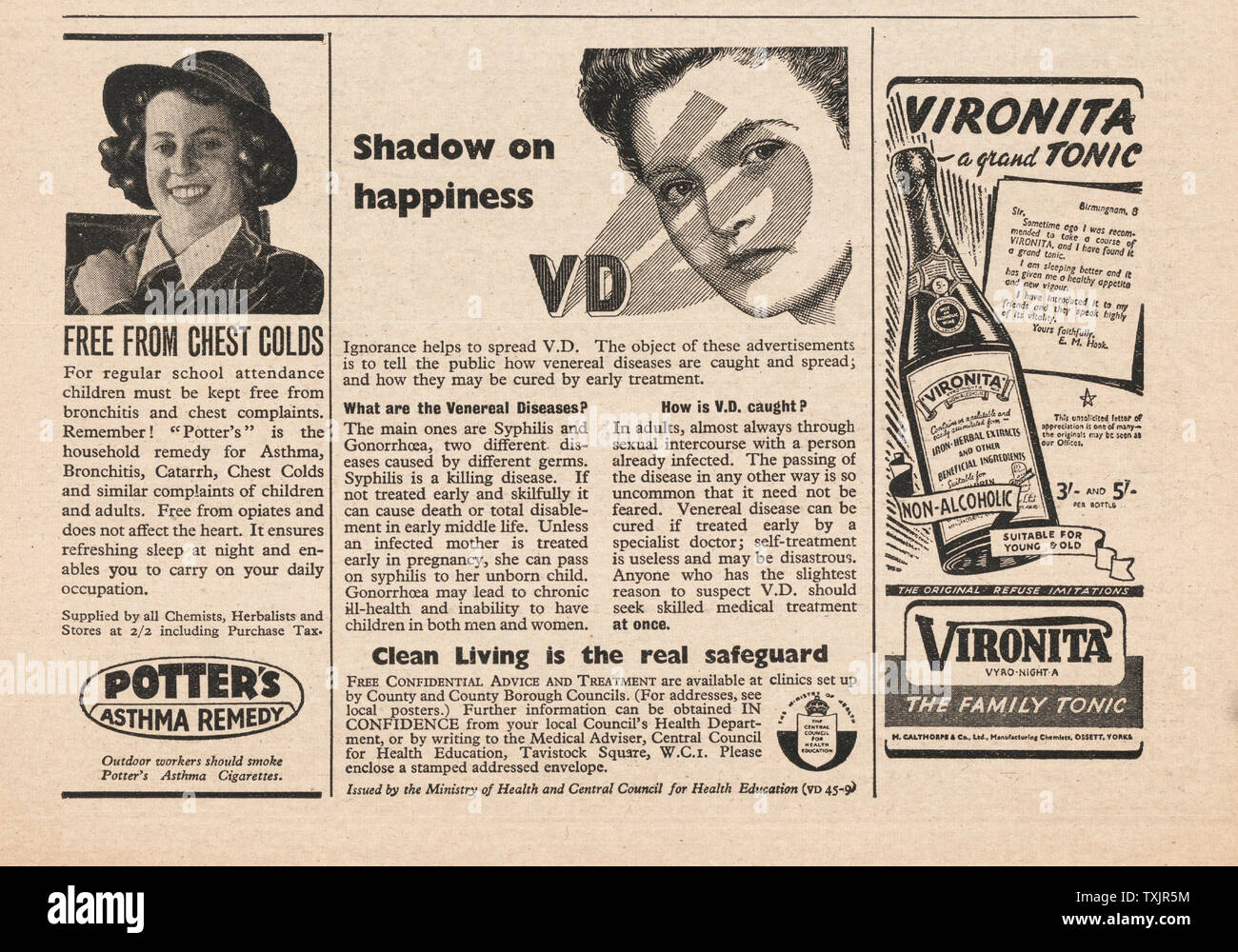 1946 UK Magazine VD Advisory Advert Stock Photo