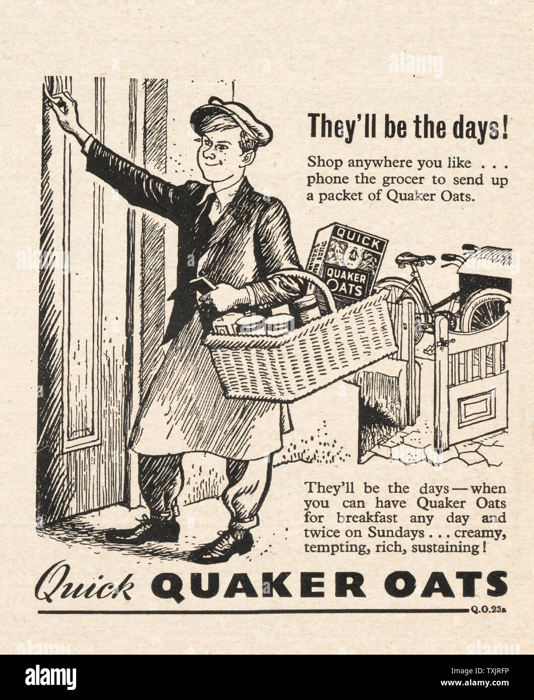 1945 UK Magazine Quaker Oats Advert Stock Photo - Alamy