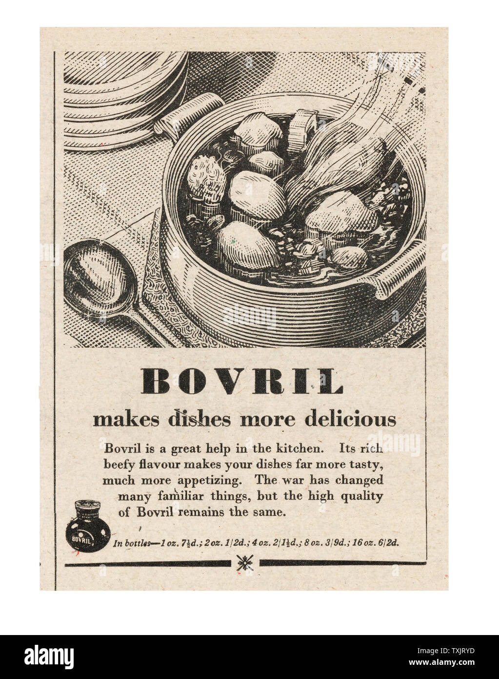 1945 UK Magazine Bovril Advert Stock Photo