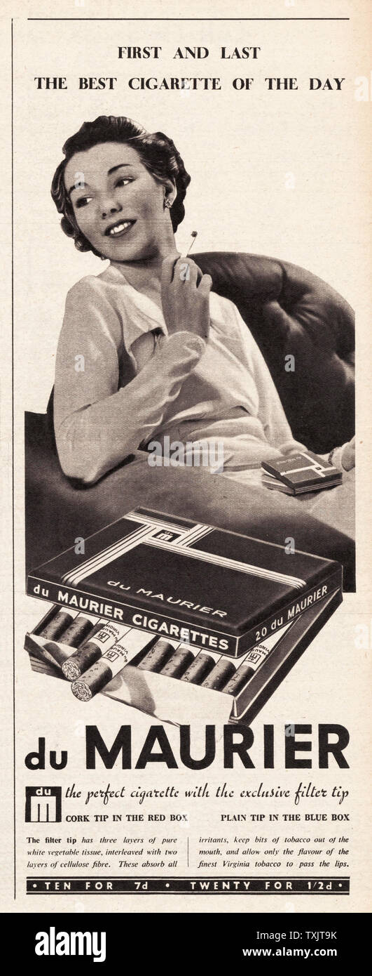 1940 UK Magazine Du Maurier Cigarettes Advert Stock Photo