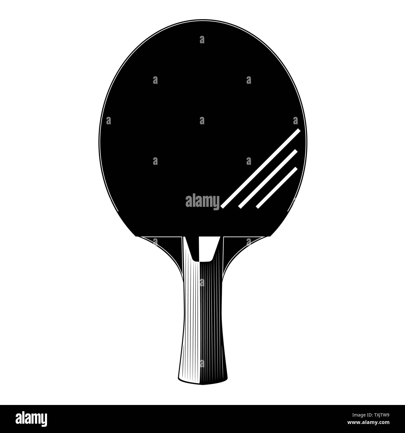 Table tennis or ping-pong racket silhouette, vector illustration Stock Vector