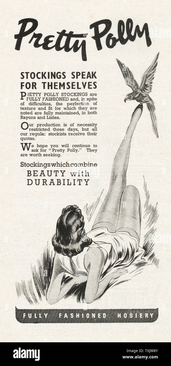 1944 UK Magazine Stockings Care Advert Stock Photo
