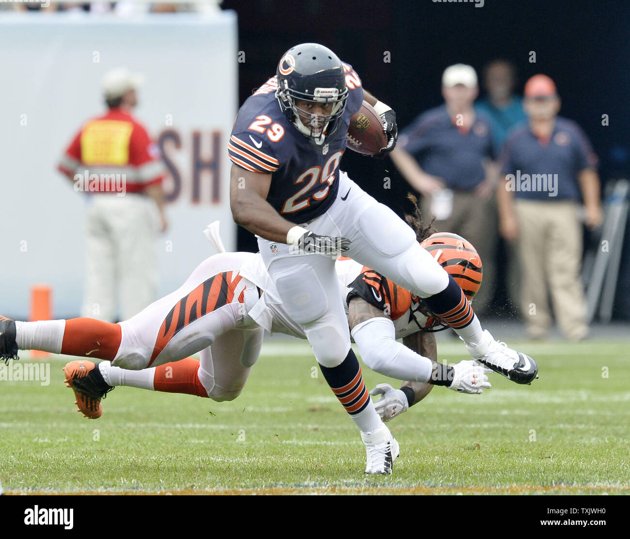 Chicago Bears running back Michael Bush runs for a 7-yard gain during the fourth quarter against the Cincinnati Bengals at Soldier Field in Chicago on September 8, 2013. The Bears defeated the Bengals 24-21.     UPI/Brian Kersey Stock Photo