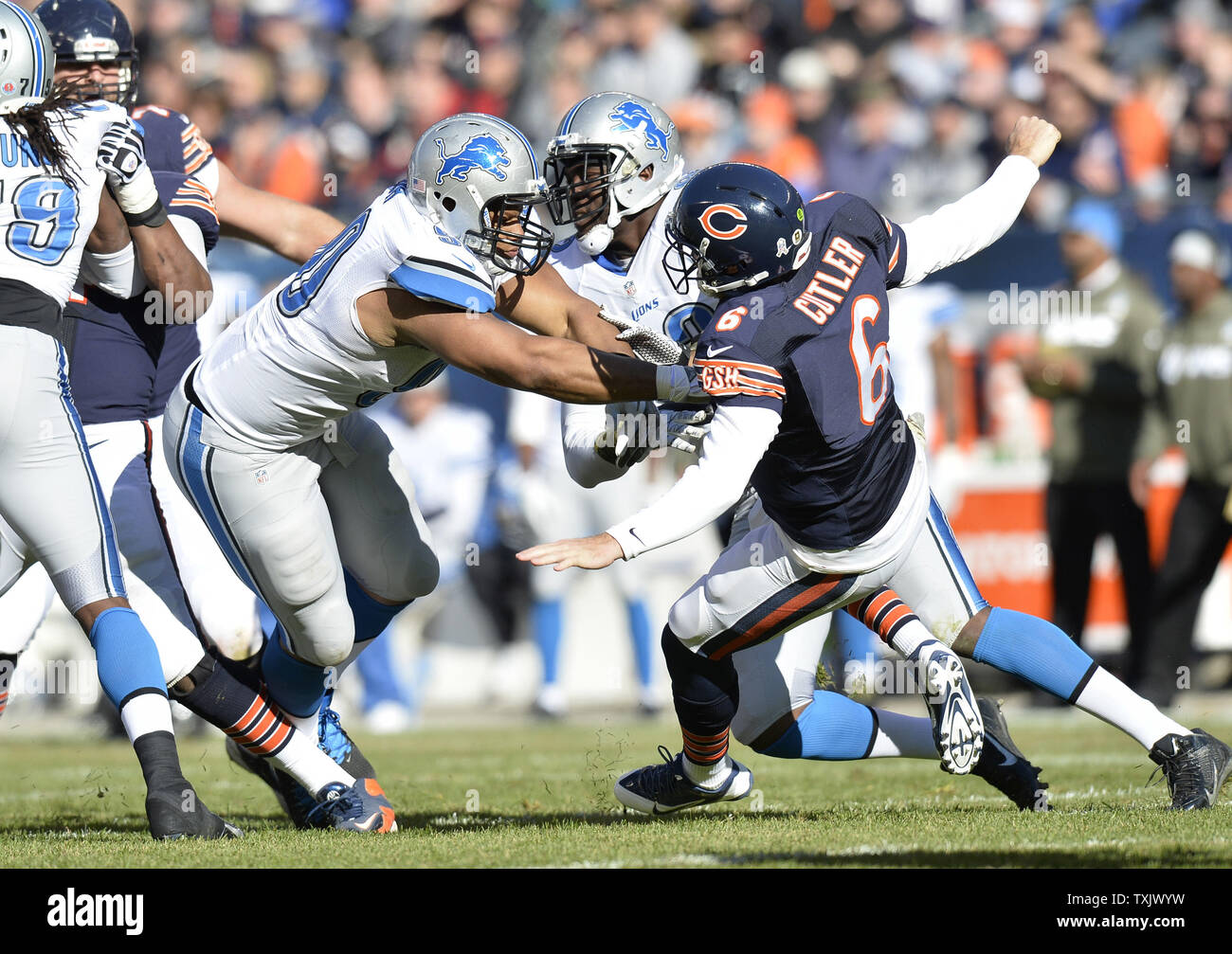 Detroit Lions Defensive Tackle Ndamukong Suh L Knocks Down