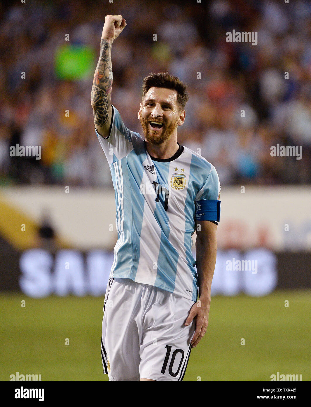Argentina Midfielder Lionel Messi Reacts After Scoring His Second Goal Against Panama On A Free Kick During The Second Half Of A 16 Copa America Centenario Group D Match Against Panama At